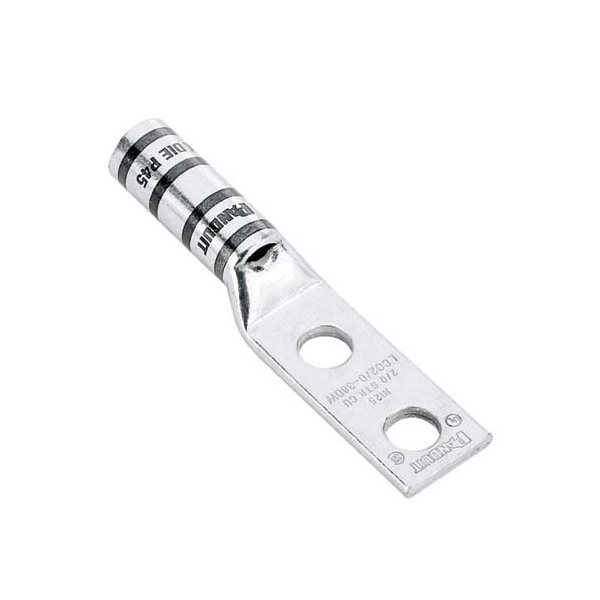 Panduit Two-Hole Compression Lug, 4 AWG Max, 1 to 2 in Stud, Long Barrel, Copper, Gray LCC4-12W-L - main